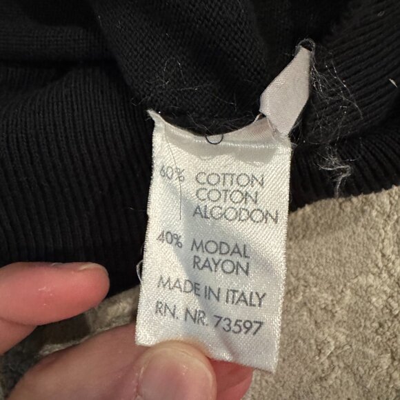 Raffi Linea Uomo Men's Knit Sweater Top Shirt ITALY Large Cotton Black Pullover - Picture 9 of 16